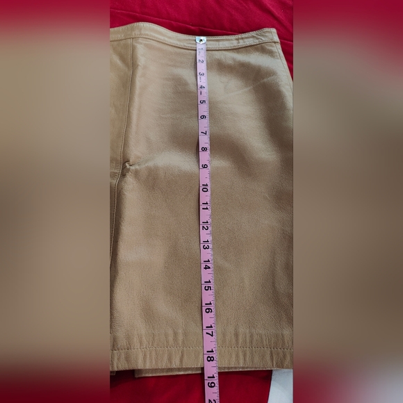 Newport News Tan 100% Leather Mini Skirt size 14 - Picture 4 of 6